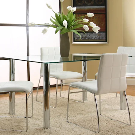 Rectangular Clear Table Top with Chrome Legs